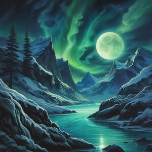 Moonlit Mountain Serenity Art Print
